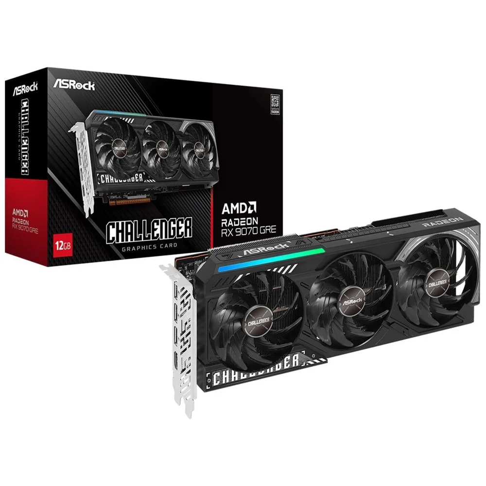 Placa De Vídeo Asrock Amd Radeon Rx 9070 Gre Challenger, 12gb, Gddr6, Fsr, Ray Tracing, 90-ga6tzz-00uanf