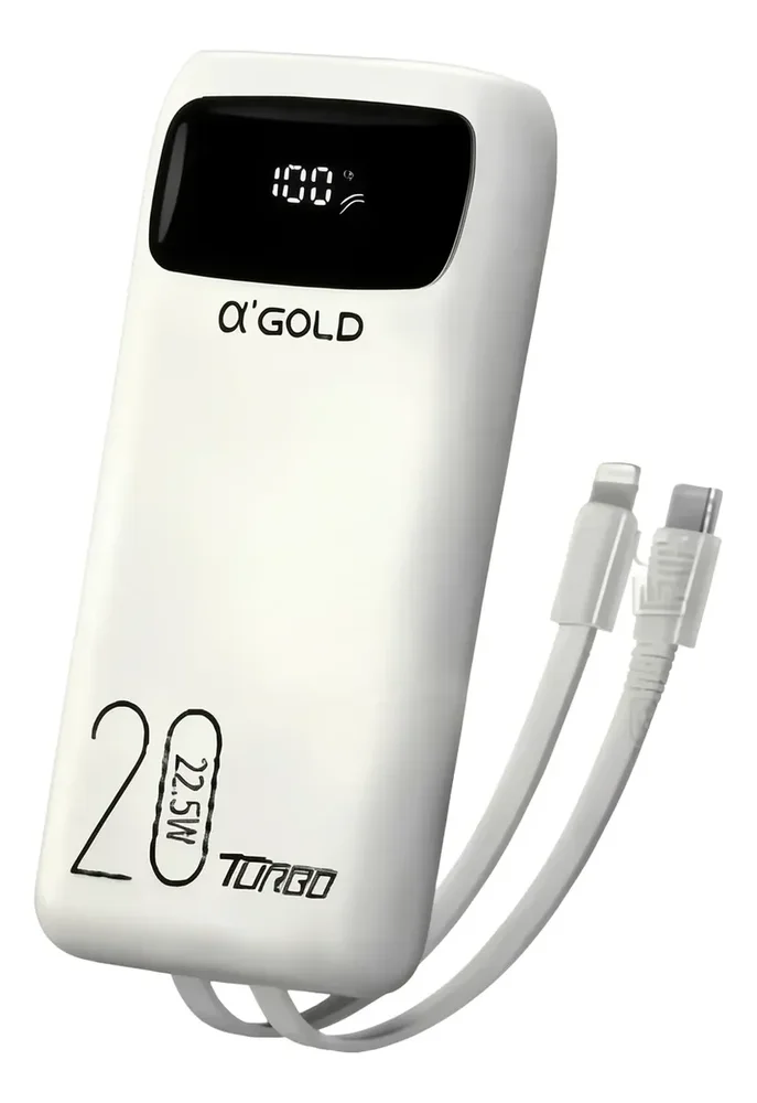 Carregador Power Bank 20000 Mah Turbo 22.5w Bte 38 Gold Branco