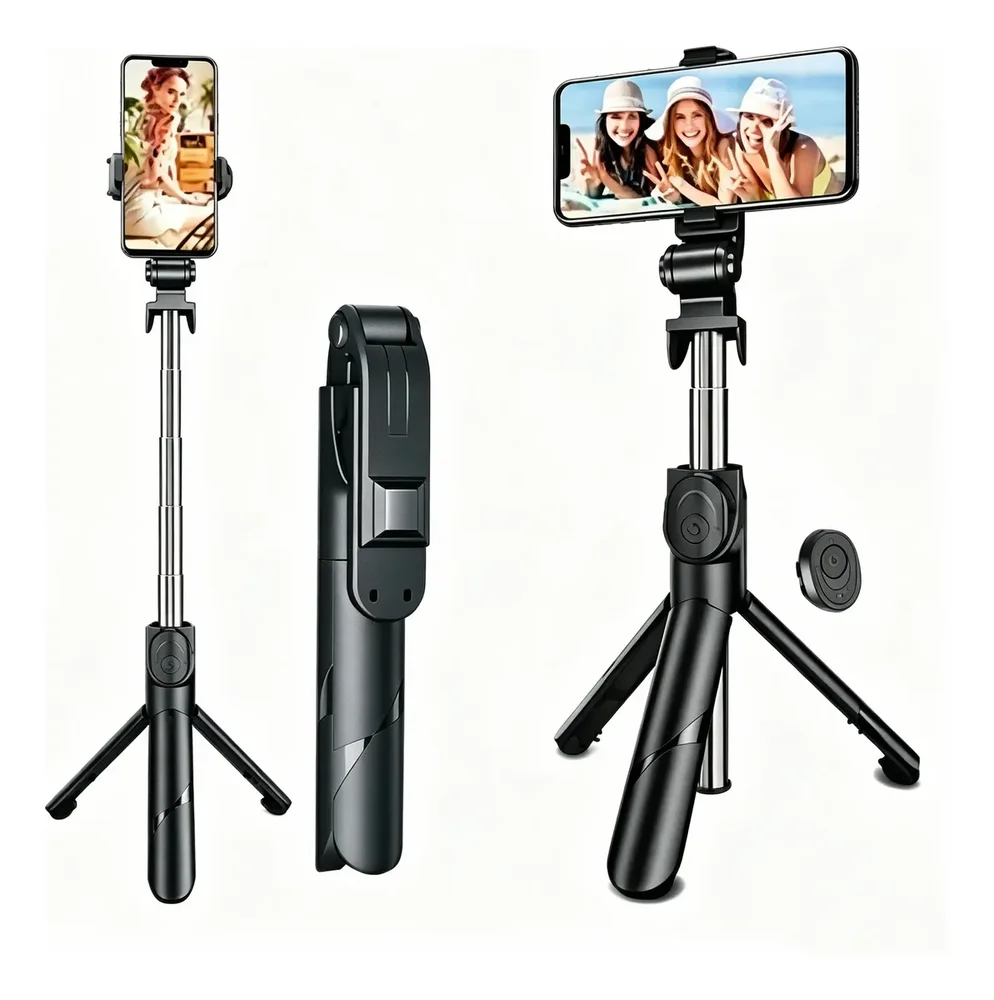 Tripé Bastão De Selfie Extensível Com Bluetooth E Luz LED