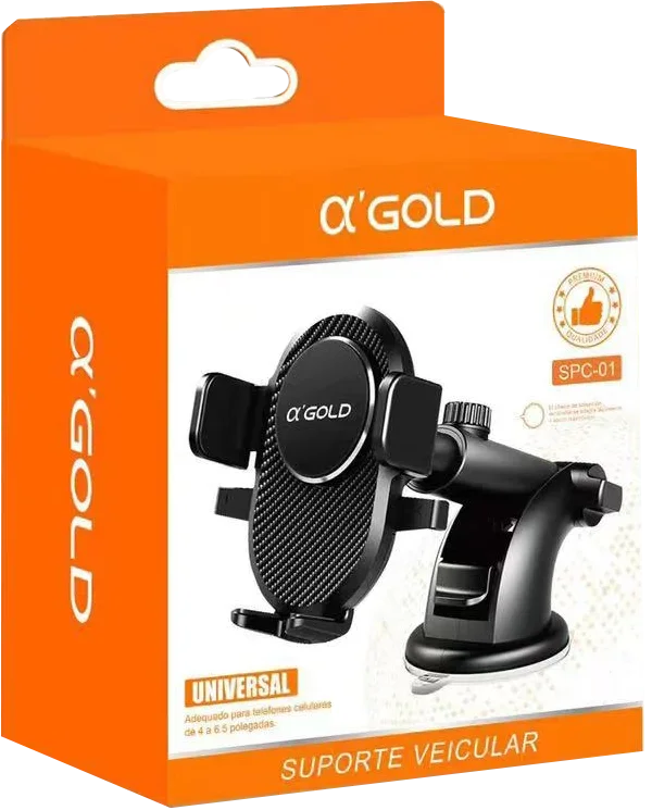 Suporte Veicular Para Celular Universal Para Painel A' Gold (spc-01) Extensível E Giratório