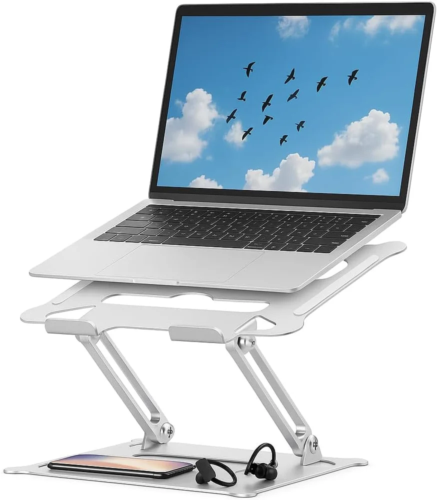Suporte Para Notebook Em Aço Carbono Apoio Ajustável Apoiador Dobrável E Ergonômico Ventilado Para Mac Notebook Macbook Pro/air Lenovo Dell E Mais (10