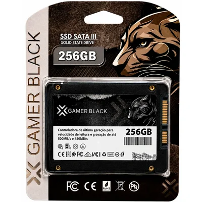 SSD Gamer Black 256gb, Sata Iii 6gb/s, 2,5", Leitura Até 500mb/s E Gravação Até 450mb/s