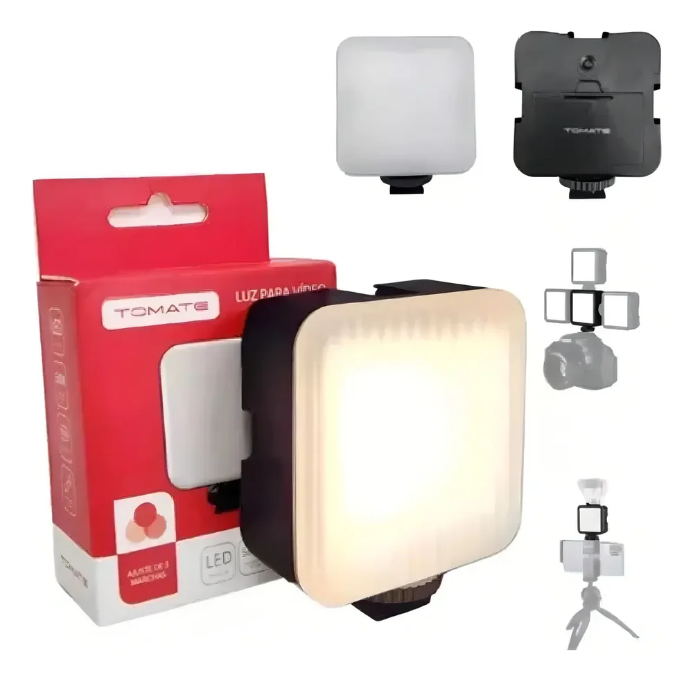 Luz De Preenchimento LED Tomate Mlg-103 7w Quadrado Preto Luz Quente/fria