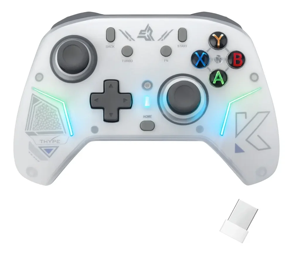 Controle Joystick Sem Fio Compatível Com PC Android Ios Nintendo Bluetooth 2.4ghz Modo Turbo Cor Branco Kp-gm041