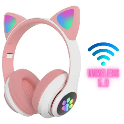 Fone De Ouvido Gatinho Bluetooth 5.1 Com Luz LED E Fm Preto — foto 2