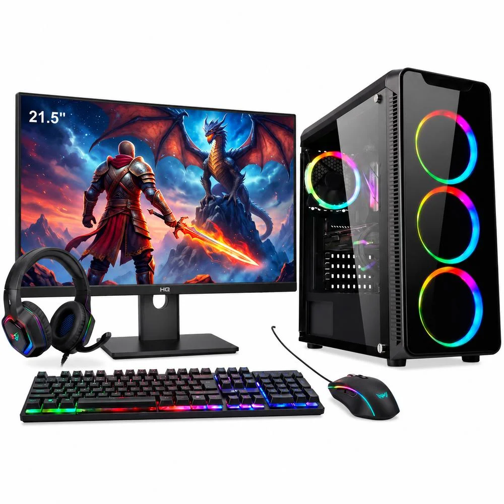 PC Gamer Intel Core i7, Rx 580 8GB, 16gb, SSD 512gb, Monitor LED 21,5", WINDOWS 10 Pro Preto 3ggw03
