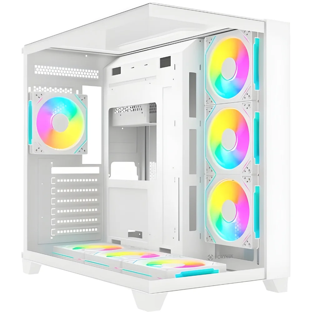 Gabinete Gamer Fortrek Clarity Full Glass Aquário Vidro Temperado Branco