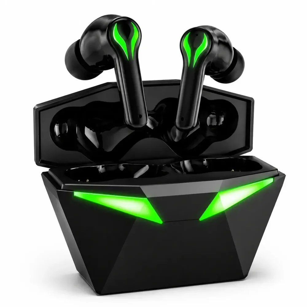 Fone De Ouvido Bluetooth Sem Fio Gamer Esportivo Com Microfone Tws LED, Compatível Com Iphone, Samsung, Xiaomi, Motorola