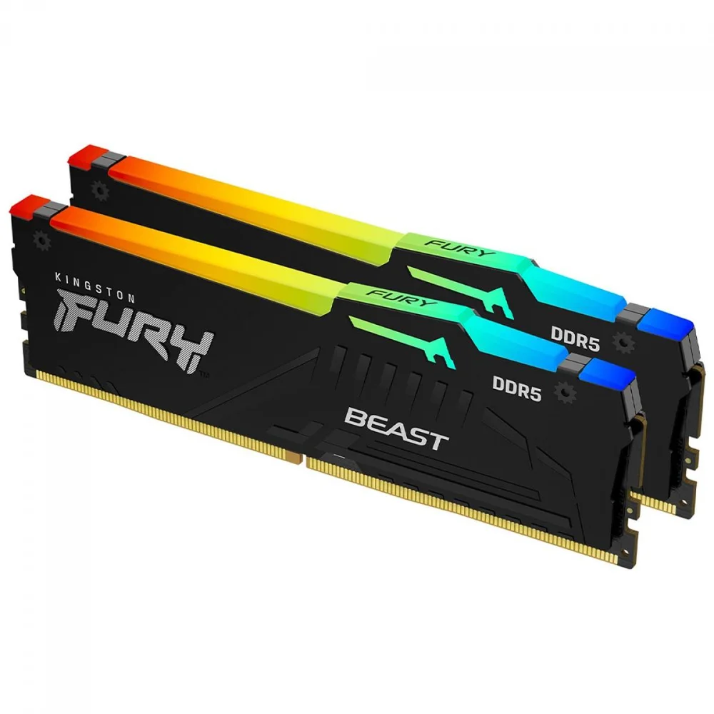 Memória Ddr5 Kingston Fury Beast, RGB, 16gb (2x8GB), 6000mhz, Black, Kf560c30bbeak2-16
