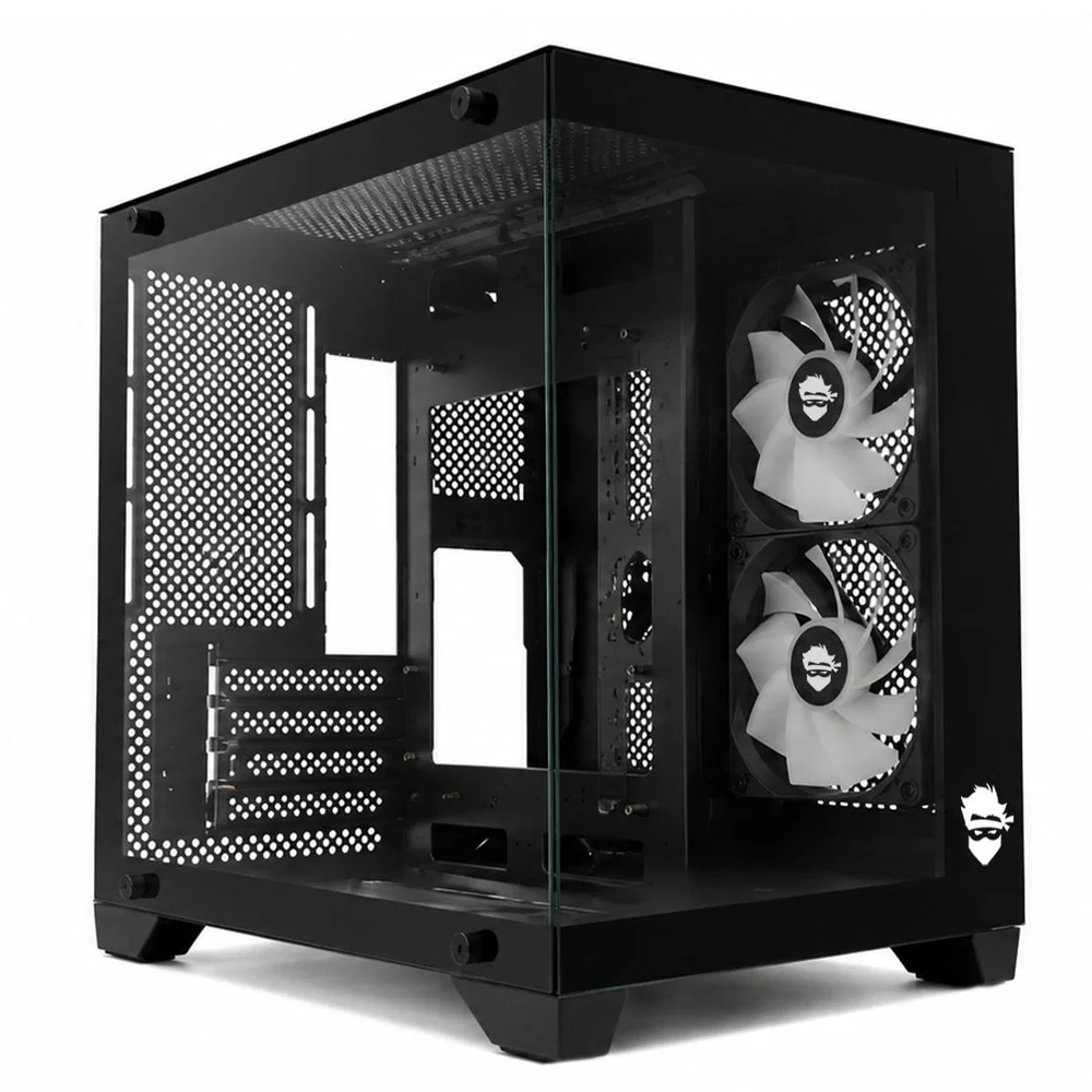 Gabinete Gamer Ninja Akyra X2, Mid Tower, Vidro Temperado, M-atx, Com 2 Fans, Sem Fonte, Preto, Gn-cs-mab2fakyra