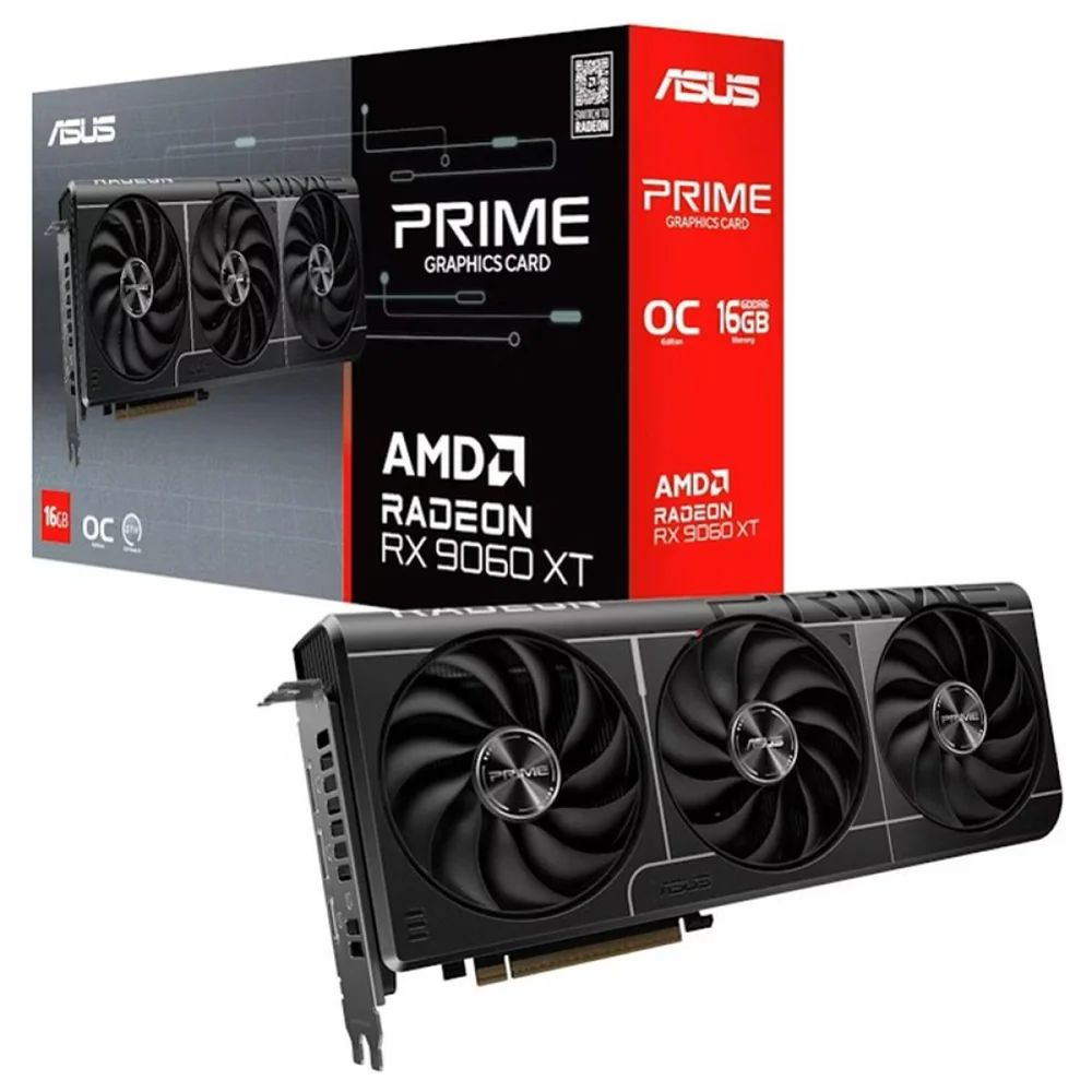 Placa De Vídeo Asus Amd Radeon Rx 9060 Xt Prime Oc, 16gb, Gddr6, Fsr, Ray Tracing, 90yv0lf1-mvna00