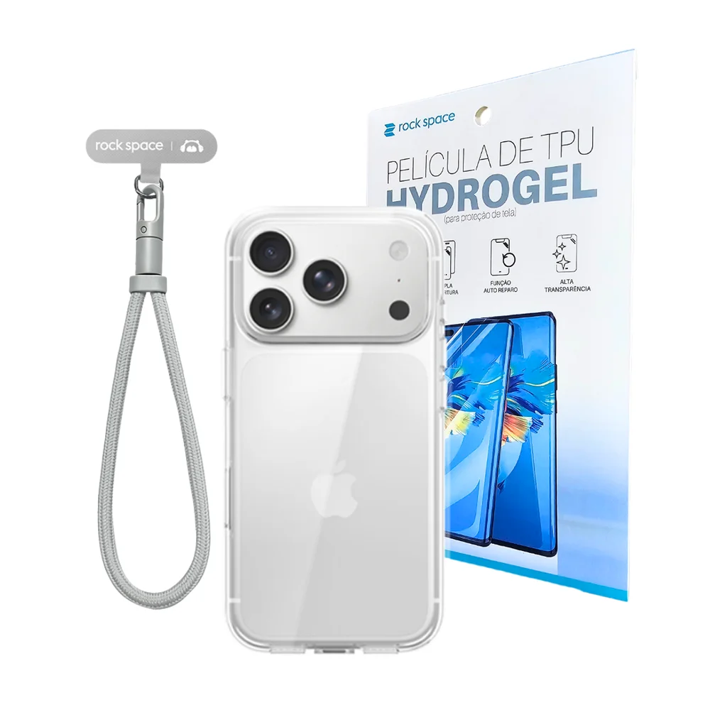 Kit Capa Anti Impacto Pelicula Cordao Para Iphone 17 18 Pro Max