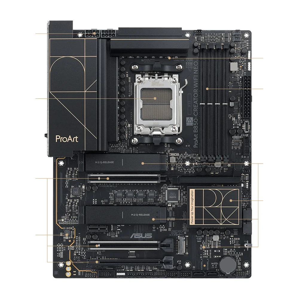 Placa Mãe Asus Proart B850-creator Wifi Neo, Am5, Ddr5, Atx, Wi-fi 7, 2x 5gbe