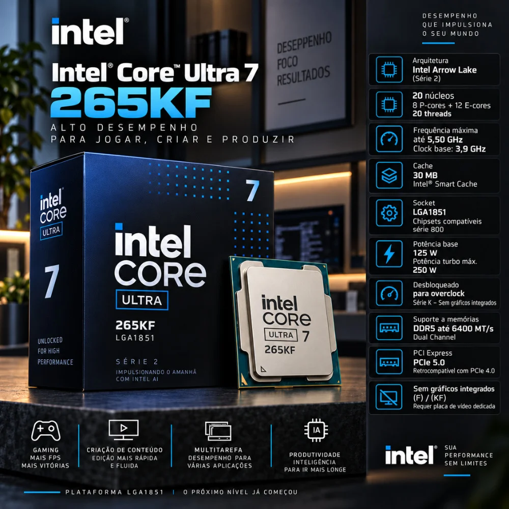 PC Gamer | Workstation - Intel Core Ultra 7 265kf, Geforce RTX 5060 Ti 16gb, 32gb Ddr5, SSD 1TB Nvme, Fonte 850w 80 Plus, Bluepc Pgbp-wo1127 - view 4