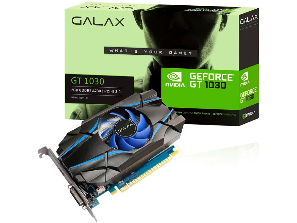 Placa de Vídeo Galax GT 1030, NVIDIA GeForce 2GB, DDR5, 64 Bits, 6008MHz - 30NPH4HVQ4ST