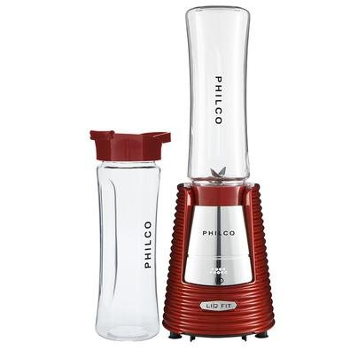 O Liquidificador Fit Philco Retrô Vermelho 300W acompanha 2 copos, altamente resistentes com capacidade para 600ml e duas tampas que se tornam squeeze
