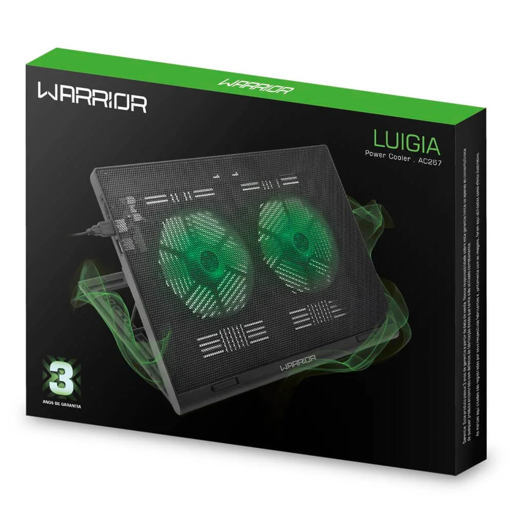 Imagem 3 de 5 do produto Cooler Para Notebook Warrior AC267 Power Gamer, Led Verde