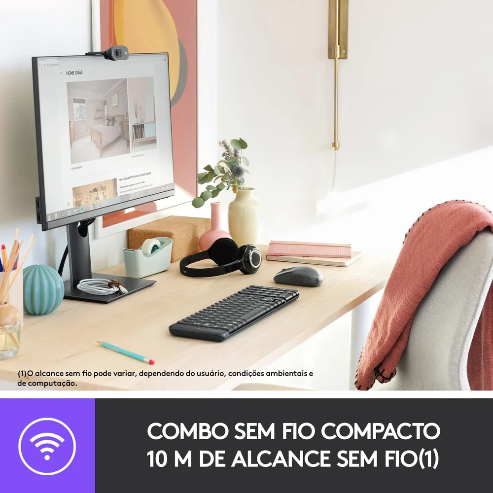 Imagem 3 de 5 do produto Kit Teclado E Mouse Logitech, Mk220, Wireless - 920-004431