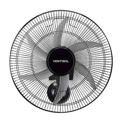 Ventilador De Parede Ventisol Oscilante, 50cm, 6 Pás Steel, 200W, Bivolt, 3 Velocidades, Grade De Aço, Preto