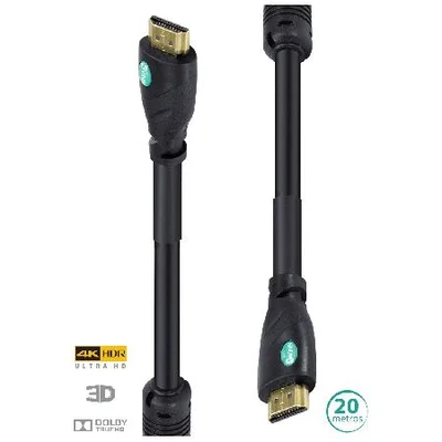 Cabo Hdmi 2.0 4K Ultra Hd 3D Conexão Ethernet Com Filtro 20 Metros - H20f-20
