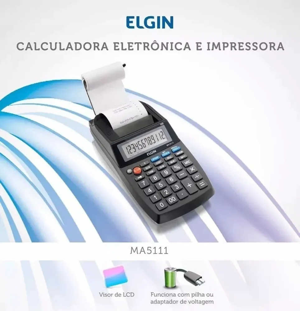 Calculadora Compacta Com Bobina Elgin Ma-5111, 12 Dígitos, Preto - 42MA51110000