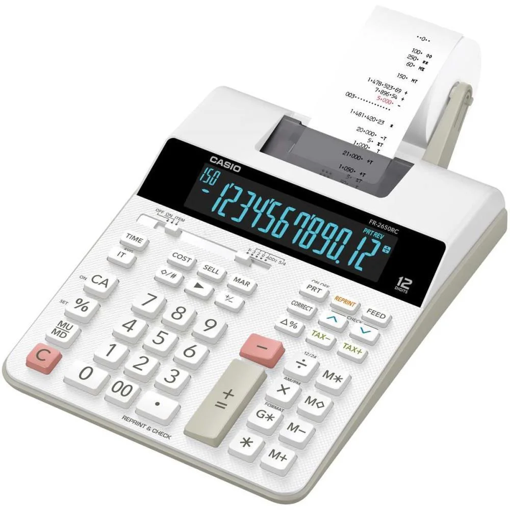 Calculadora Com Bobina, Display Lcd, 2.0 Linha , Com Relógio E Calendário, Fr-2650Rc-B-Dc Branca Calculadora Com Bobina, Display Lcd, 2.0 Linha , Com Relógio E Calendário, Fr-2650Rc-B-Dc Branca