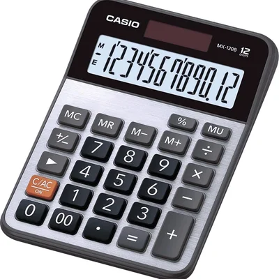Calculadora de Mesa Pequena, 12 Dígitos, Prata, Alimentação Solar - Mx-120B-S4-Dc