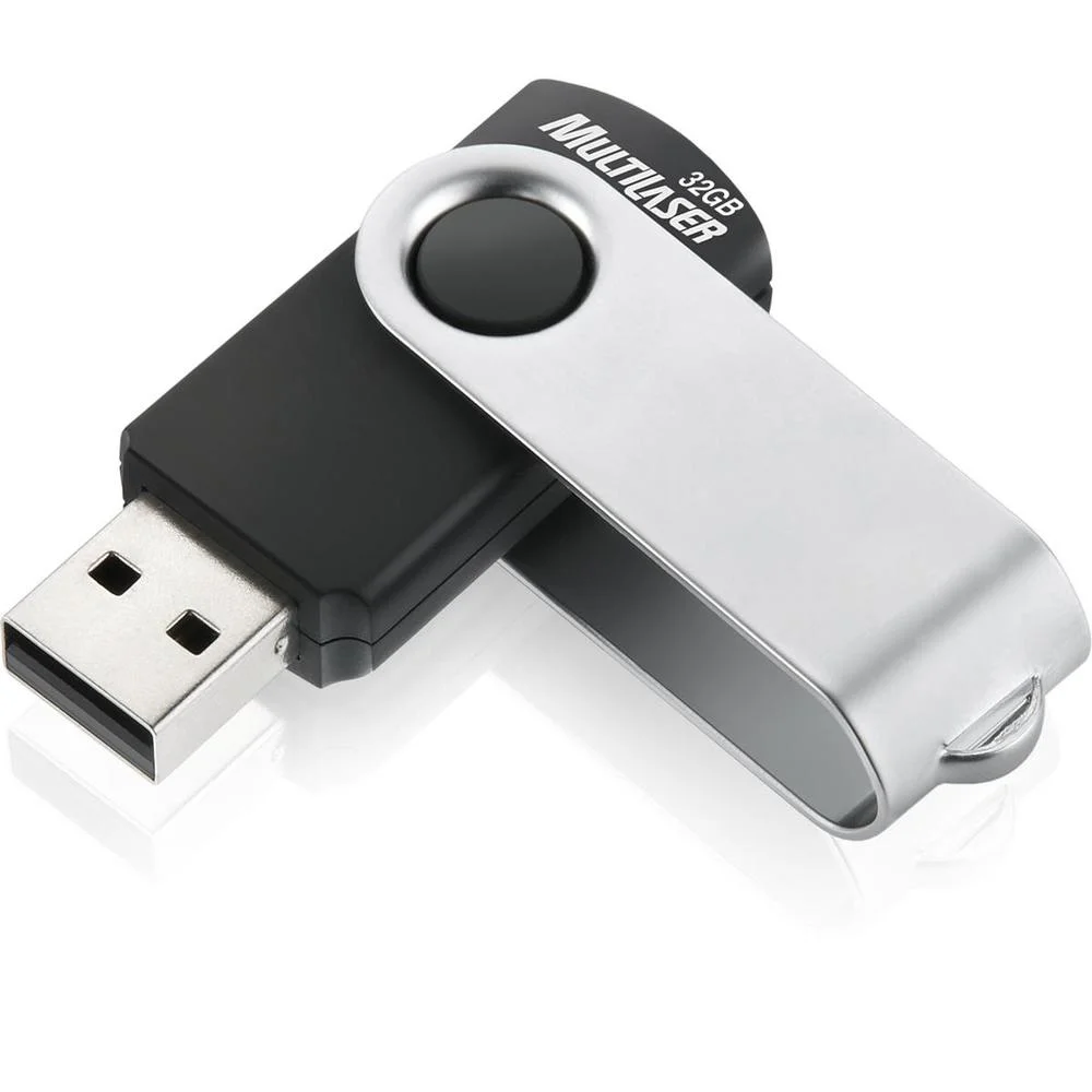 Pen Drive 32GB Multi Twist, USB 2.0, Preto e Prata - Pd589 Pen Drive 32GB Multi Twist, USB 2.0, Preto e Prata - Pd589