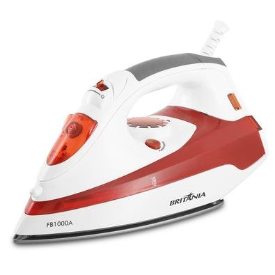 ? Ferro a Vapor Britânia FB 1000A Vermelho te ajuda a passar as suas roupas com qualidade, eficácia e preservando os tecidos!? Possui base antiadere