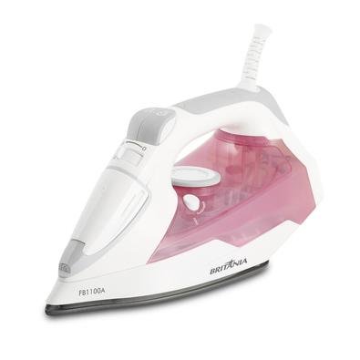 • O Ferro a Vapor Britânia FB1100A Rosa vai te ajudar a passar suas roupas com qualidade, protegendo-as e com efeito mais duradouro! • Possui base a