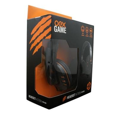 Headset Gamer Action OEX Preto/Laranja..