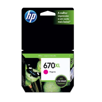 Cartucho de Tinta HP 670 XL Magenta, Original - CZ119AB