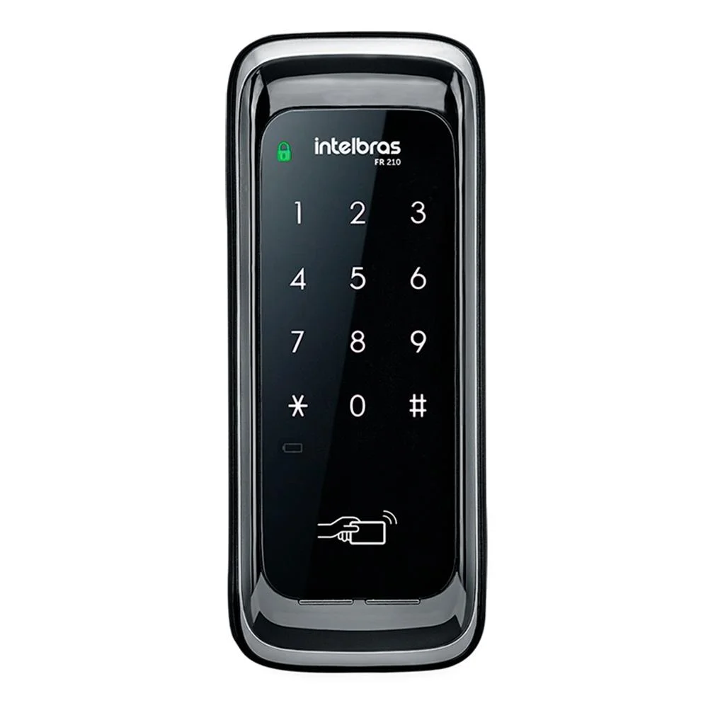 Imagem 1 de 5 do produto Fechadura Digital Intelbras Fr210, Touch Screen, Para Porta De Correr, Preta
