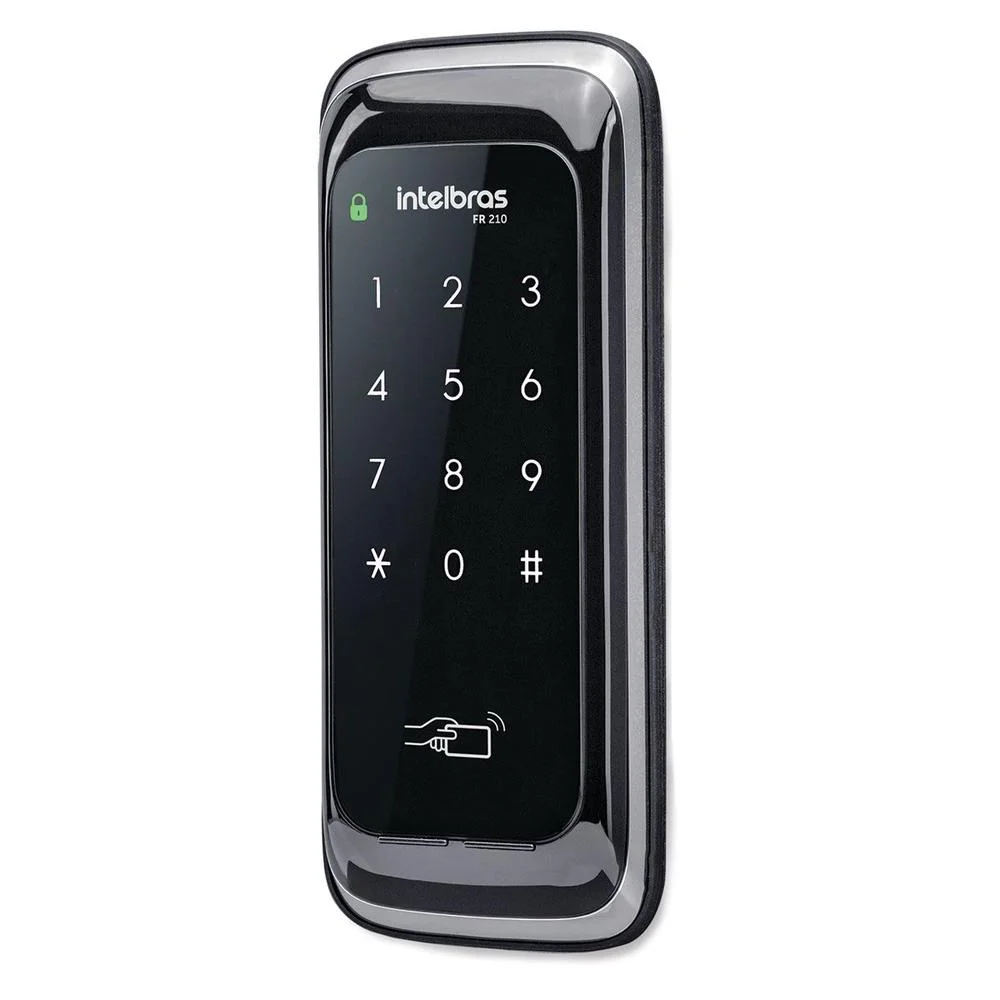 Imagem 2 de 5 do produto Fechadura Digital Intelbras Fr210, Touch Screen, Para Porta De Correr, Preta