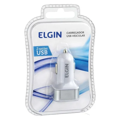 Carregador USB Automotivo Elgin 46RCV2USB000 2 Saídas USB Branco — foto 3