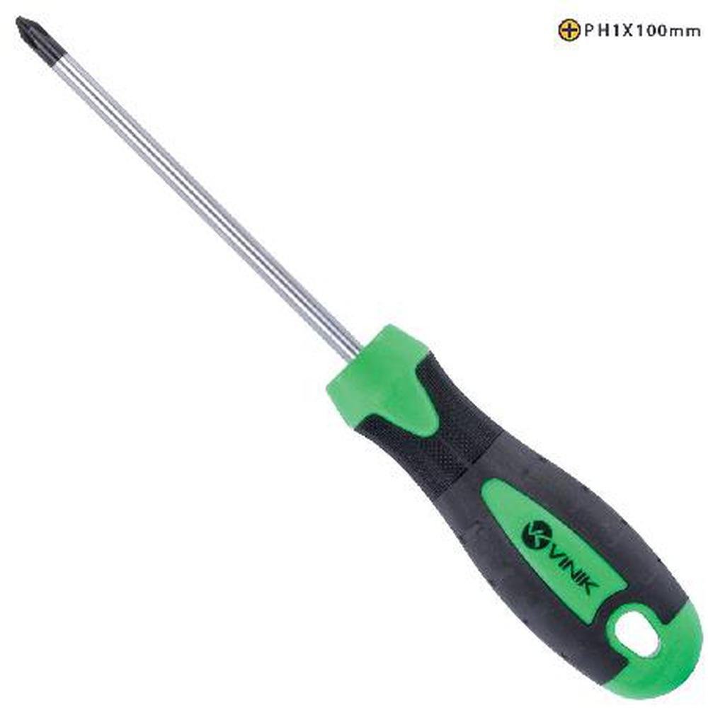 Imagem 2 de 2 do produto Chave Philips 5 X 100Mm - 3/16 X 4 Pol. Em Aço E Ponta Cromo Vanádio E Cabo Em Plástico