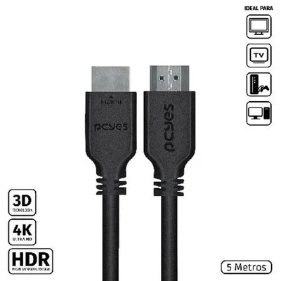 Cabo Hdmi 2.0 4K 28Awg Puro Cobre 5 Metros - Phm20-5