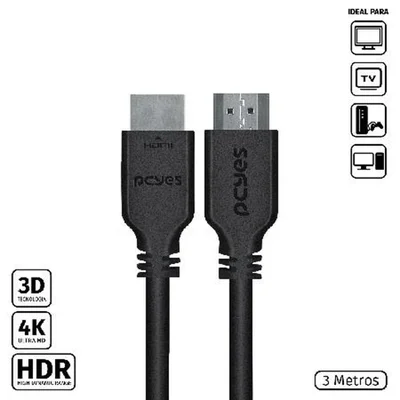 Cabo Hdmi 2.0 4K 30Awg Cobre Puro 3 Metros - Phm20-3