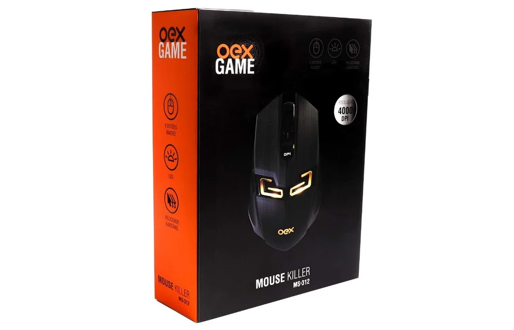 Imagem 3 de 5 do produto Mouse Killer, 4000dpi, Led, USB, Aço Escovado, Oex -  Ms312.