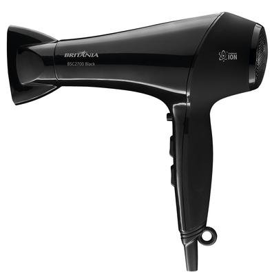 O Secador De Cabelo Britânia BSC2700 Black 1900W possui Tourmaline Ion, que deixa os cabelos mais macios e brilhantes! Com 3 temperaturas e 2 velocida