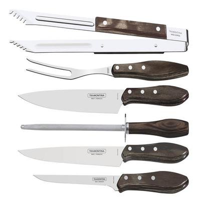 Jogo para Churrasco 6 Peças Tramontina - Características Gerais do Produto: Cor: Marrom Garantia: 3 Meses