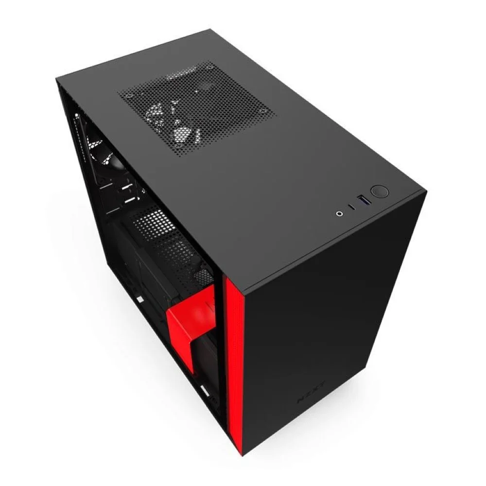 Gabinete Gamer Nzxt H210i-br Vidro Temperado S/ Fonte S/ Cooler - Preto/vermelho