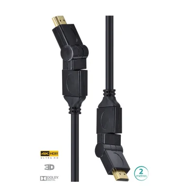 Cabo HDMI Vinik 29254 4K Ultra HD 3D Conexão Ethernet Conectores 360 2M H20B360-2