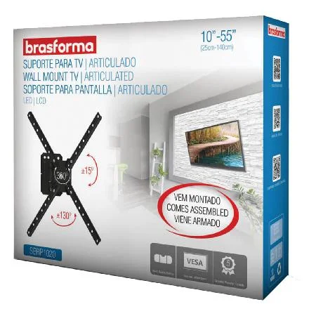 Imagem 3 de 4 do produto Suporte Articulado 3 Movimentos Para Tv Led, Lcd, Plasma, 3D E Smart Tv De 10 A 55´´´´ Sbrp1020  Já Ve Suporte Articulado 3 Movimentos Para Tv Led. Lcd. Plasma. 3D E Smart Tv De 10 A 55´´´´ Sbrp1020  Já Ve