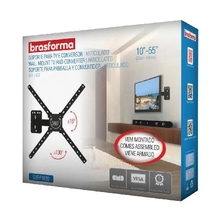 Imagem 2 de 3 do produto Suporte Articulado 4 Movimentos Para Tv Led, Lcd, Plasma, 3D E Smart Tv De 10 A 55´´´´ Sbrp1030 Já Vem Suporte Articulado 4 Movimentos Para Tv Led. Lcd. Plasma. 3D E Smart Tv De 10 A 55´´´´ Sbrp1030 Já Vem