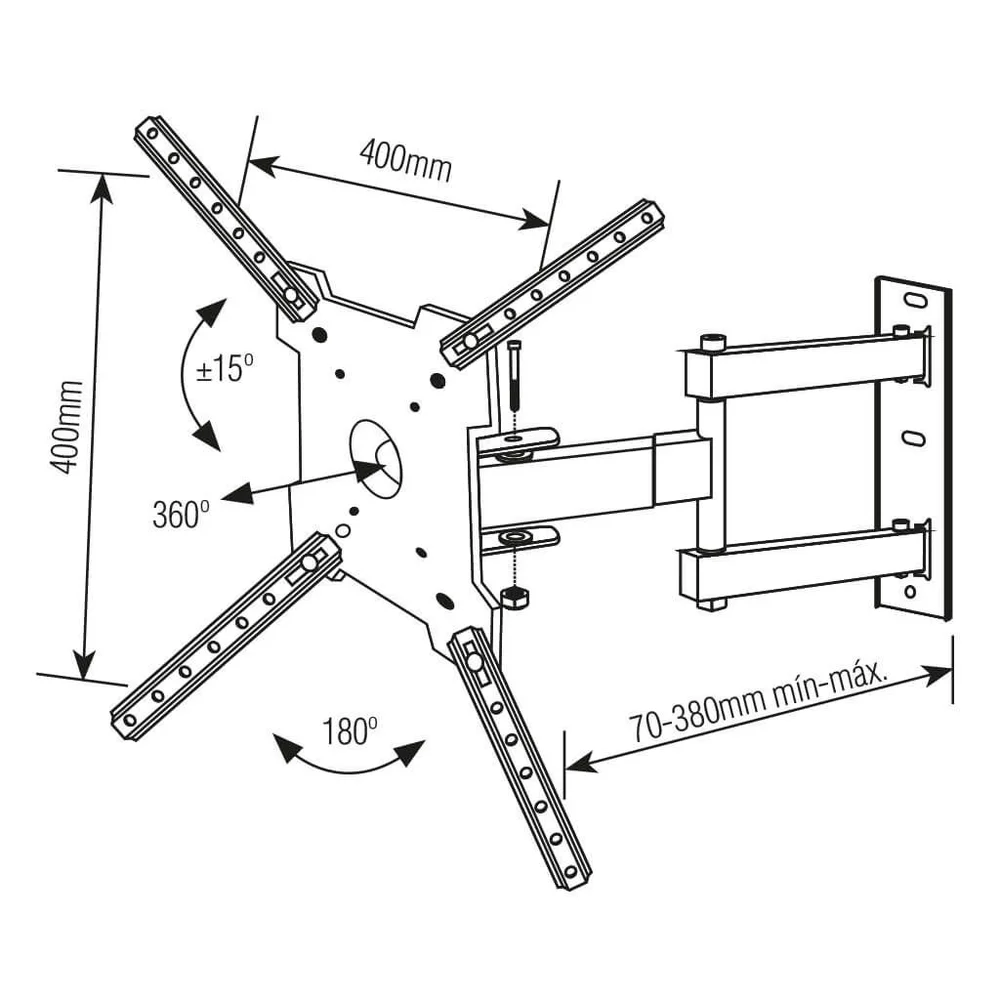 Imagem 2 de 5 do produto Suporte Articulado 5 Movimentos Para Tv Led, Lcd, Plasma, 3d E Smart Tv De 10 A 55"" Sbrp1040 Já Vem Montado