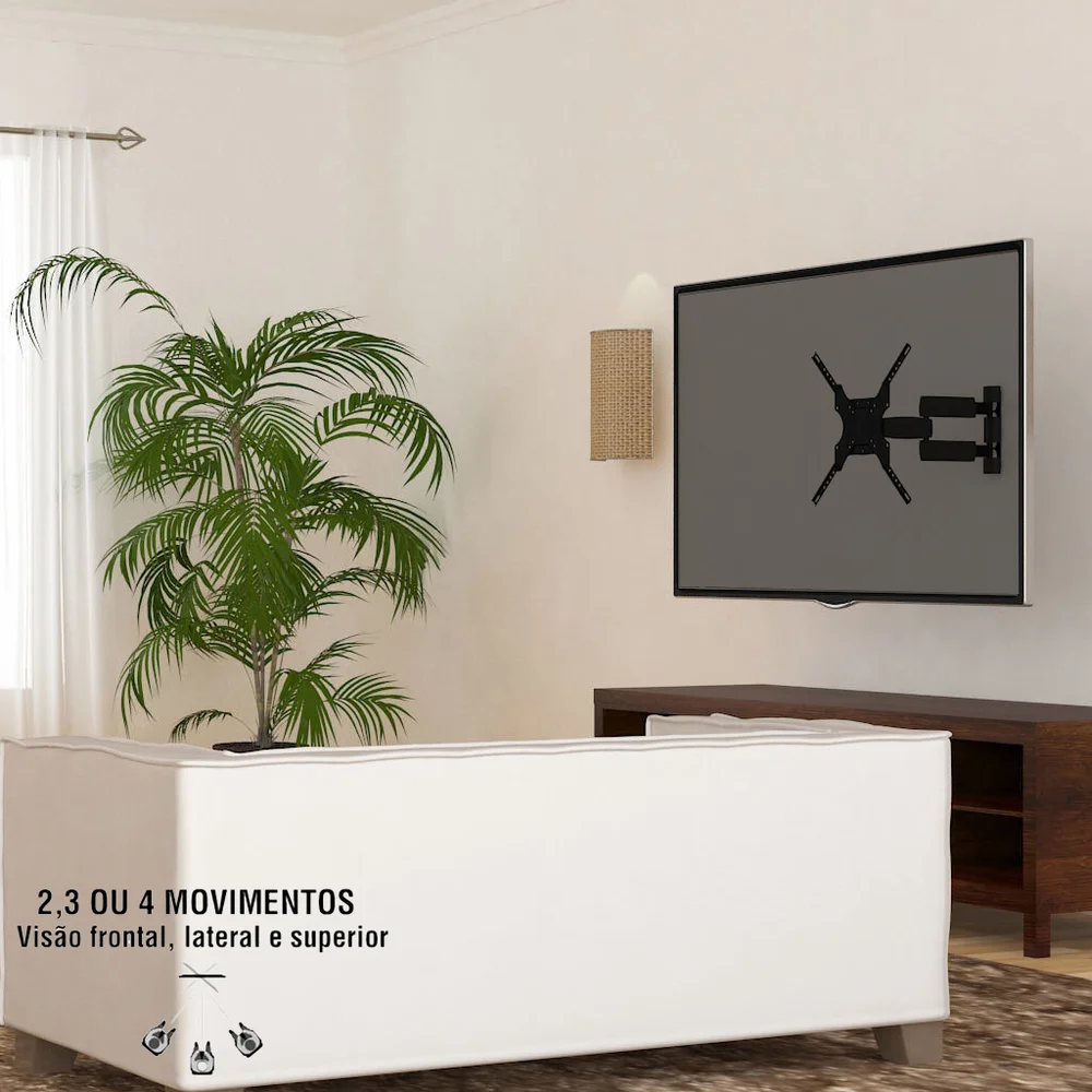 Imagem 3 de 5 do produto Suporte Articulado 5 Movimentos Para Tv Led, Lcd, Plasma, 3d E Smart Tv De 10 A 55"" Sbrp1040 Já Vem Montado