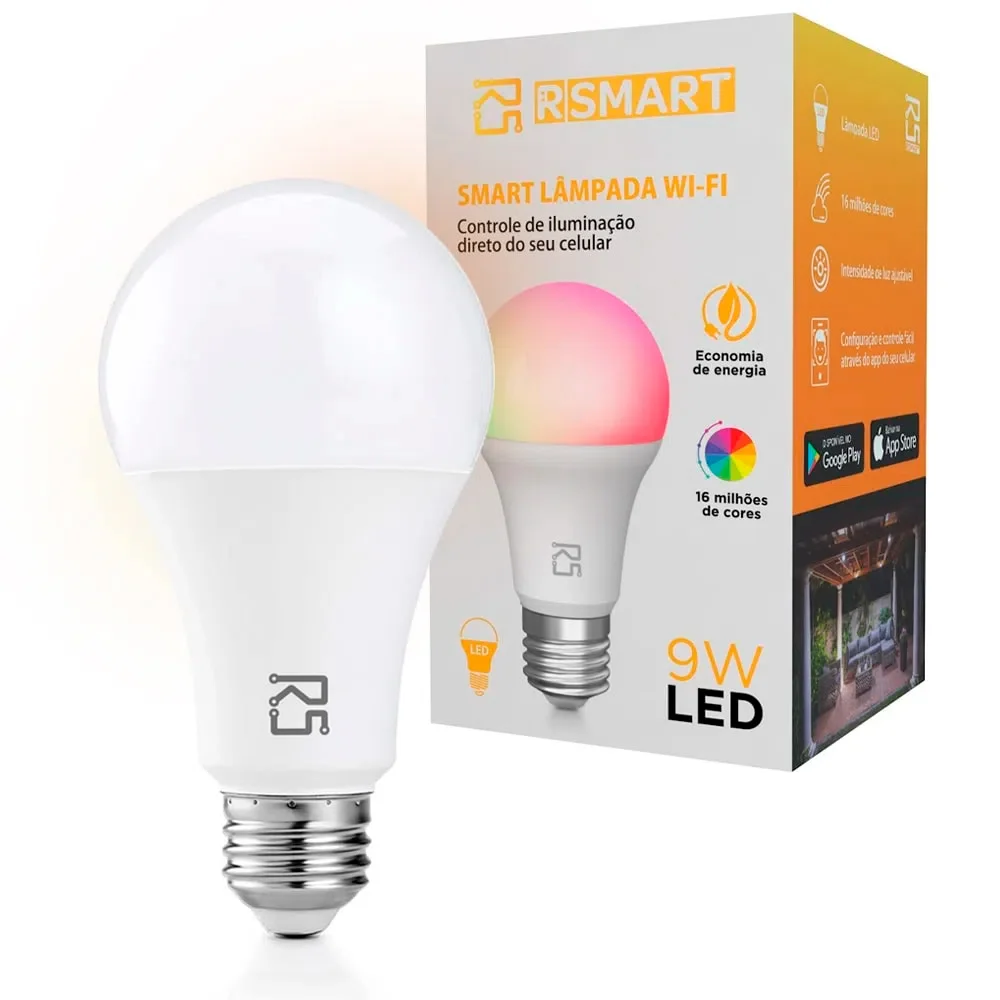 Imagem 5 de 5 do produto Smart Lâmpada RSmart Wi-Fi, LED, 9W, Branco, Compatível Com Alexa