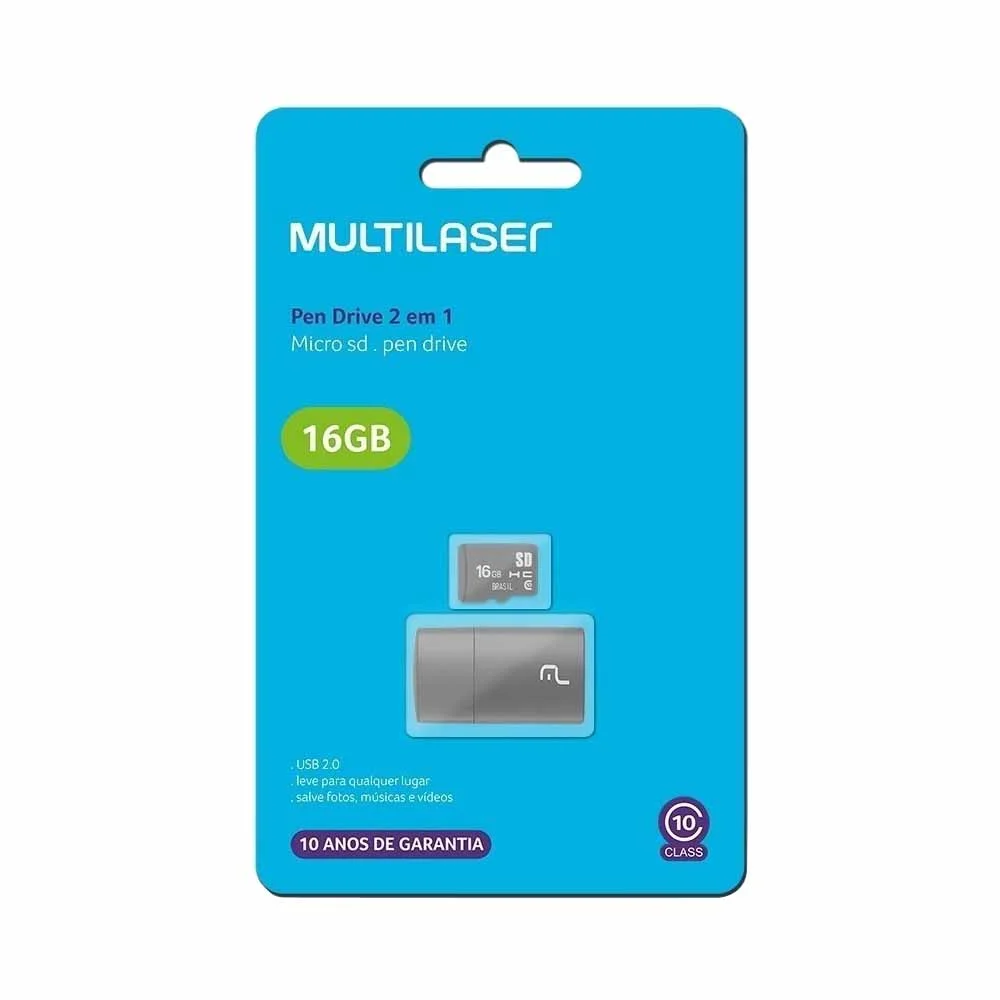 Imagem 2 de 5 do produto Cartão De Memória Multi MicroSD 32GB Classe 10 com Leitor Adaptador