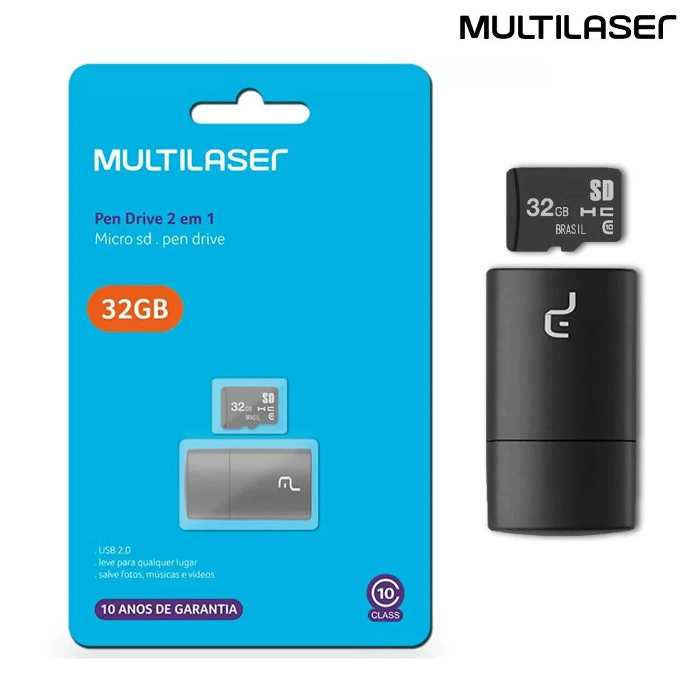 Imagem 3 de 5 do produto Cartão De Memória Multi MicroSD 32GB Classe 10 com Leitor Adaptador